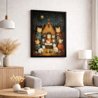 Kitten Christmas Canvas Print, Cat Nativity Canvas Print, Holiday Nativity Pet Canvas Print, Religious Wall Art, Cat Lover Holiday Decor
