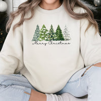 Watercolor Pine Tree Graphic Crewneck, Merry Christmas Sweatshirt, Christmas Tree Winter Pullover, Retro Holiday Pine Sweatshirt, Xmas Present
