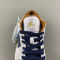 Low Top Sneakers, Blue Brown Colorway, Lace Up Design, Casual Gift for Sneaker Fans