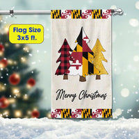 Buffalo Plaid Tree State Flag Lawn Banner, Maryland Christmas Garden Flag, Double Sided Holiday Yard Flag, Marylander Christmas Decor