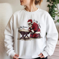 Kneeling Santa Sweatshirt, Jesus Is the Reason for the Season Sweatshirt, Christian Christmas Crewneck