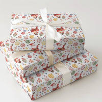 Peppermint Candy Gift Wrap, Watercolor Santa Wrapping Paper, Festive Christmas Wrapping Paper, Holiday Gift Wrap Roll, Xmas Present Paper