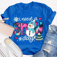 Winter Holiday Graphic Tee, Snow Day Snowman Christmas Tree T-Shirt, Adorable Snowman Tree Shirt, Humorous Winter Season Tee, Christmas Snow Present