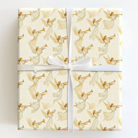 Watercolor Religious Angel Holiday Gift Wrap, Trumpeting Angels Christmas Wrapping Paper, Christian Christmas Wrapping Paper Present Wrap