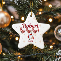 Custom Name and Year Christmas Star Ornament, Personalized Star Ornament, Ceramic Holiday Star Decor, Family Keepsake Christmas Ornament