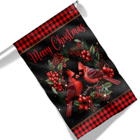 Winter Bird Buffalo Plaid Yard Flag, Cardinal Merry Christmas Garden Flag, Double-Sided Holiday Lawn Banner, Festive Outdoor Decor