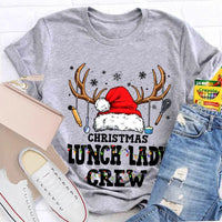 Santa Hat Kitchen Utensils Graphic Tee, Christmas Lunch Lady Shirt, School Cafeteria Worker Holiday T-Shirt, Lunch Lady Xmas Present