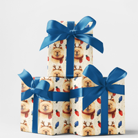 Festive Dog Holiday Gift Wrap, Chow Chow Christmas Wrapping Paper, Adorable Fluffy Puppy Present Paper, Dog Lover Xmas Wrapping Paper Roll