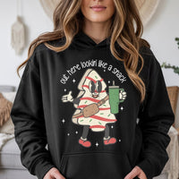 Retro Holiday Snack Cake Sweatshirt, Christmas Tree Cake Hoodie, Nostalgic Xmas Pullover, Humorous Christmas Graphic Hooded Sweater