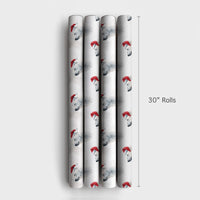 Watercolor Arctic Animal Gift Wrap, Polar Bear Christmas Wrapping Paper, Santa Hat Polar Bear Wrapping Paper, Winter Holiday Gift Wrap