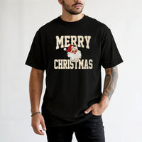 Vintage Retro Style Graphic Tee, Merry Christmas Santa T-Shirt, Classic St Nick Holiday Shirt, Nostalgic Xmas Party Tops for Men Women