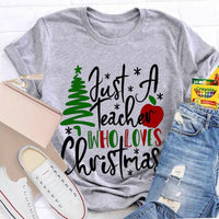Adorable Holiday Educator Graphic Tee, Christmas Tree Apples Teacher T-Shirt, Festive School Winter Shirt, Merry Christmas Teacher Present Tee