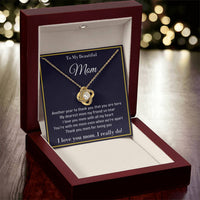 Cubic Zirconia Pendant Necklace, Love Knot Necklace for Mom, 14k White Gold Finish Jewelry, Meaningful Mother Christmas Present, Birthday Present
