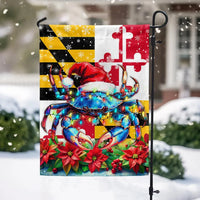 Blue Crab in Santa Hat Flag, Maryland Christmas Crab Garden Flag, Double Sided MD State Holiday Garden Flag, Coastal Xmas Yard Decor