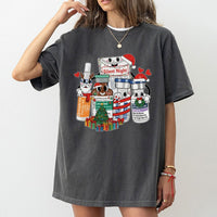 Medication Vial Graphic Tee, Silent Night Medical Christmas T-Shirt, Humorous Nurse Holiday Shirt, Doctor Pharmacy Healthcare Staff Present