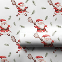 Lacrosse Sports Christmas Gift Wrap, Lacrosse Santa Wrapping Paper, Lacrosse Coach Holiday Wrapping Paper, Lax Santa Christmas Gift Wrap