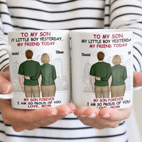Custom Mother and Son Cartoon Mug, Personalized to My Son Coffee Mug, Proud Mom Ceramic Mug, Christmas Birthday Present from Mom