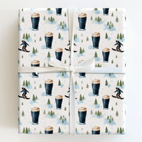Winter Sports Stout Gift Wrap, Snowboarder Beer Wrapping Paper, Snowy Pines Drinks Wrapping Paper, Craft Beer Lover Christmas Wrapping Paper