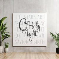 Christian Christmas Hymn Lyrics Canvas, O Holy Night Square Canvas Print, Festive Holiday Scripture Wall Art, Faith Xmas Decor