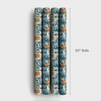 Snowy Forest Holiday Gift Wrap, Gingerbread Man Christmas Wrapping Paper, Adorable Winter Cookie Wrapping Paper