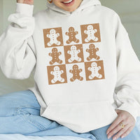 Checkered Christmas Hoodie, Gingerbread Man Hoodie, Adorable Xmas Baking Hooded Sweatshirt, Retro Holiday Cookie Hoodie, Baker Winter Present