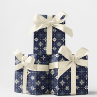 Celestial Winter Noel Gift Wrap, Midnight Blue Star Wrapping Paper, Starlit Sky Christmas Paper, Hanukkah Holiday Gift Wrapping Paper