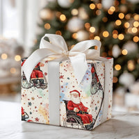 Inclusive Santa Gift Wrap, Watercolor Wheelchair Santa Wrapping Paper, Colorful Stars Christmas Wrapping Paper, Holiday Gift Wrap Roll
