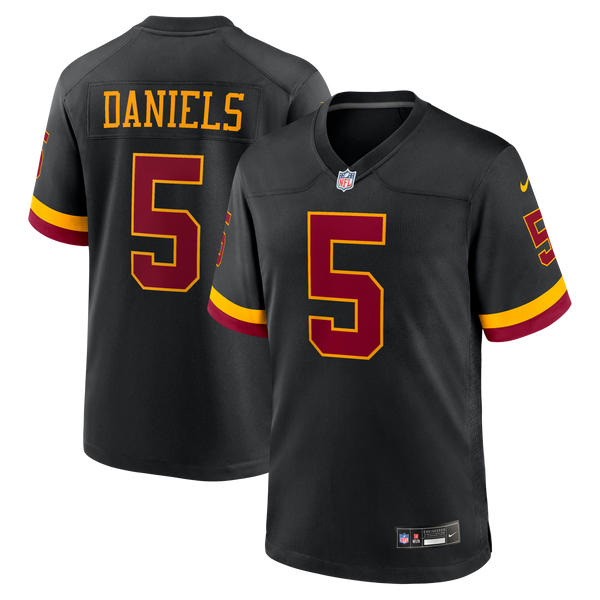 Hail Raiser Washington Commanders Jayden Daniels Black Alternate Game Jersey