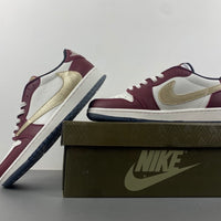 Low Top Sneakers, Burgundy White Gold Colorway, Reverse Hook Design, Lace Up Design, Casual Gift for Sneaker Fans
