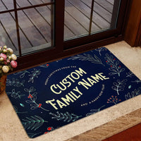 Custom Family Name Xmas Door Mat, Personalized Merry Christmas Doormat, Festive Holiday Welcome Rug, Winter Front Porch Decor Present