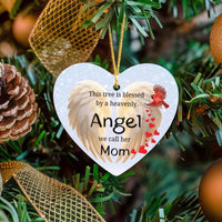 Cardinal Angel Wings Ceramic Ornament, Mom Memorial Heart Ornament, Loss of Mother Sympathy Ornament, In Loving Memory Christmas Keepsake