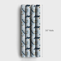 Adorable Winter Animal Gift Wrap, Ice Skating Penguin Christmas Wrapping Paper, Watercolor Holiday Wrapping Paper, Festive Kids Gift Wrap Roll