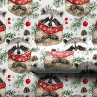 Adorable Woodland Animal Gift Wrap, Raccoon Scarf Wrapping Paper, Watercolor Winter Raccoon Paper, Christmas Holiday Wrapping Paper Roll