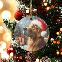 Santa Hat Dog Ornament, Golden Retriever Christmas Ornament, Golden Retriever Tree Ornament, Holiday Pet Keepsake, Dog Lover Christmas Present