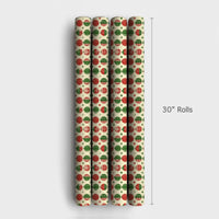 Red Green Holiday Gift Wrap, Rustic Christmas Ornament Wrapping Paper, Festive Xmas Wrapping Paper, Holiday Present Decor