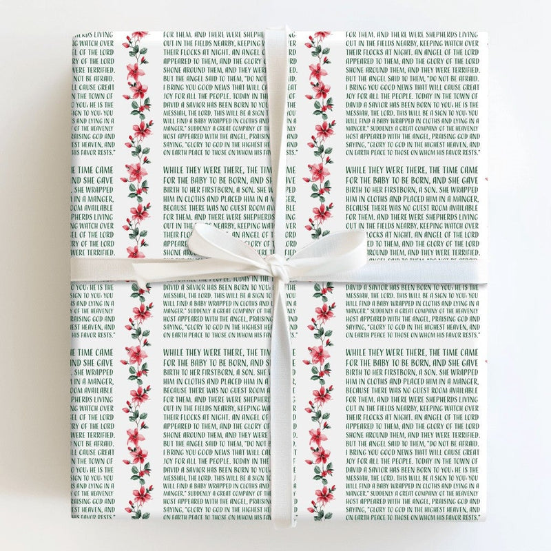 Holy Biblical Christian Gift Wrap, Nativity Scripture Christmas Wrapping Paper, Religious Holiday Wrapping Paper Roll