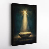 Star of Bethlehem Manger Canvas Print, Nativity Scene Canvas Wall Art, Holy Family Christmas Wall Decor Canvas, Christian Holiday Present