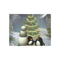 Winter Holiday Floor Runner, Christmas Snowman Penguin Runner Rug, Festive Hallway Rug, Non-Slip Xmas Kitchen Runner, Holiday Decor