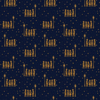 Navy Blue and Gold Choir Gift Wrap, Christmas Carolers Wrapping Paper, Holiday Caroling Gift Wrap Paper, Seasonal Winter Wrapping Paper