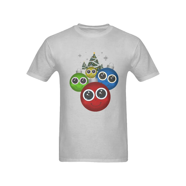 Adorable Holiday Bauble Shirt, Christmas Ornaments Cartoon T-Shirt, Preshrunk Cotton Festive Xmas Tee, Winter Holiday Present