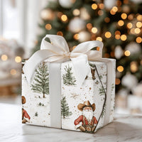 Rustic Western Santa Gift Wrap, Cowboy Santa Wrapping Paper, Country Christmas Wrapping Paper, Pine Tree Holiday Gift Wrap, Adorable Xmas Paper