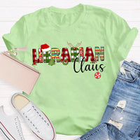 Custom Name Book Lover Holiday Shirt, Personalized Librarian Christmas T-Shirt, Festive Library Graphic Tee, Xmas Reading Present