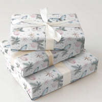 Pine Branch Holiday Gift Wrap, Pastel Butterfly Christmas Wrapping Paper, Whimsical Butterfly Wrapping Paper, Winter Ornament Present Paper