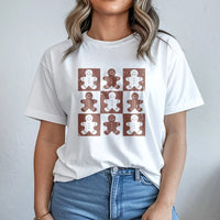 Retro Checkered Christmas Graphic Shirt, Gingerbread Man T-Shirt, Adorable Holiday Cookie Tee, Vintage Xmas T-Shirt for Women and Men