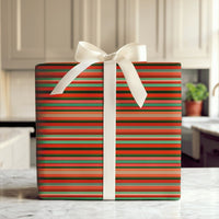 Red Green Black Holiday Gift Wrap Roll, Striped Christmas Wrapping Paper, Modern Festive Present Wrap, Seasonal Packaging Paper