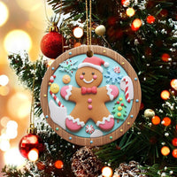 Festive Candy Cane Cookie Ornament, Gingerbread Man Christmas Ornament, Ceramic Tree Ornament, Adorable Holiday Keepsake, Xmas Baking Present