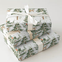 Snowy Forest Christmas Gift Wrap, Watercolor Wolf Wrapping Paper, Rustic Winter Holiday Wrapping Paper, Nature Animal Present Wrapping Paper
