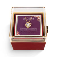 Sentimental Daughter Love Knot Pendant, To My Daughter Love Knot Necklace, Rotating Rose Gift Box Knot Jewelry, Birthday Christmas Present