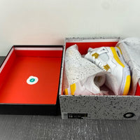 Low Top Sneakers, White Yellow Colorway, Lace Up Design, Casual Gift for Sneaker Fans