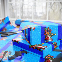 Cartoon Family Holiday Gift Wrap, Christmas Tree Comet Wrapping Paper, Festive Xmas Wrapping Paper Roll, Winter Holiday Present Wrap